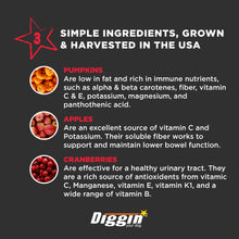 Load image into Gallery viewer, Diggin’ Your Dog Firm Up Pumpkin for Dogs & Cats with Cranberry, 100% Made in USA, Pumpkin Powder for Dogs, Digestive Support, Apple Pectin, Fiber, Healthy Stool, 4 oz