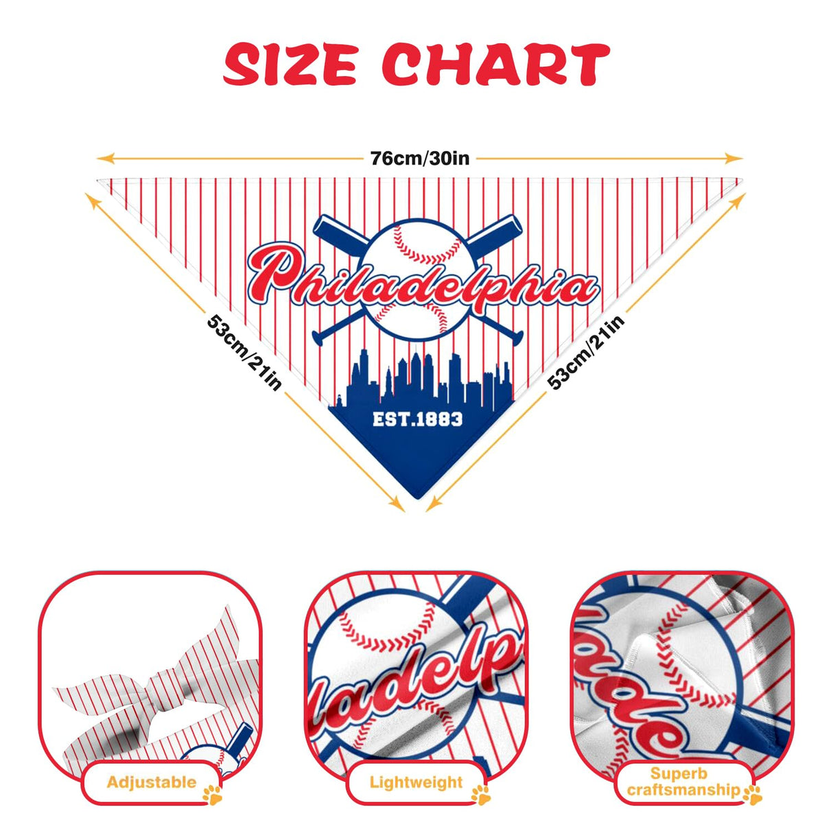 Pet Dog Bandana for Dogs, Baseball Cats Cotton Reversible Triangle Bid Scarf Perfect Game Day Dog Gifts