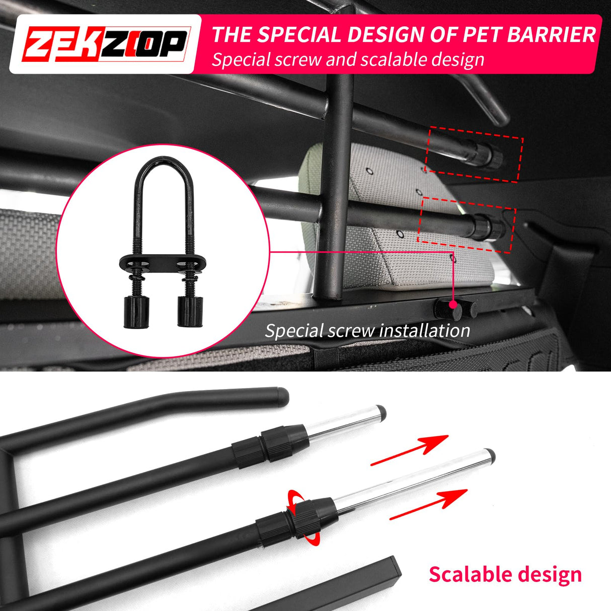 Zekzoop Pet Barrier Compatible with 2025 2026 Toyota 4Runner Behind 2nd Row Backseat Car Pet Barrier Divider Gate Trunk Cargo Area Heavy-Duty Carbon Steel Dog Barriers for 4 Runner Accessories