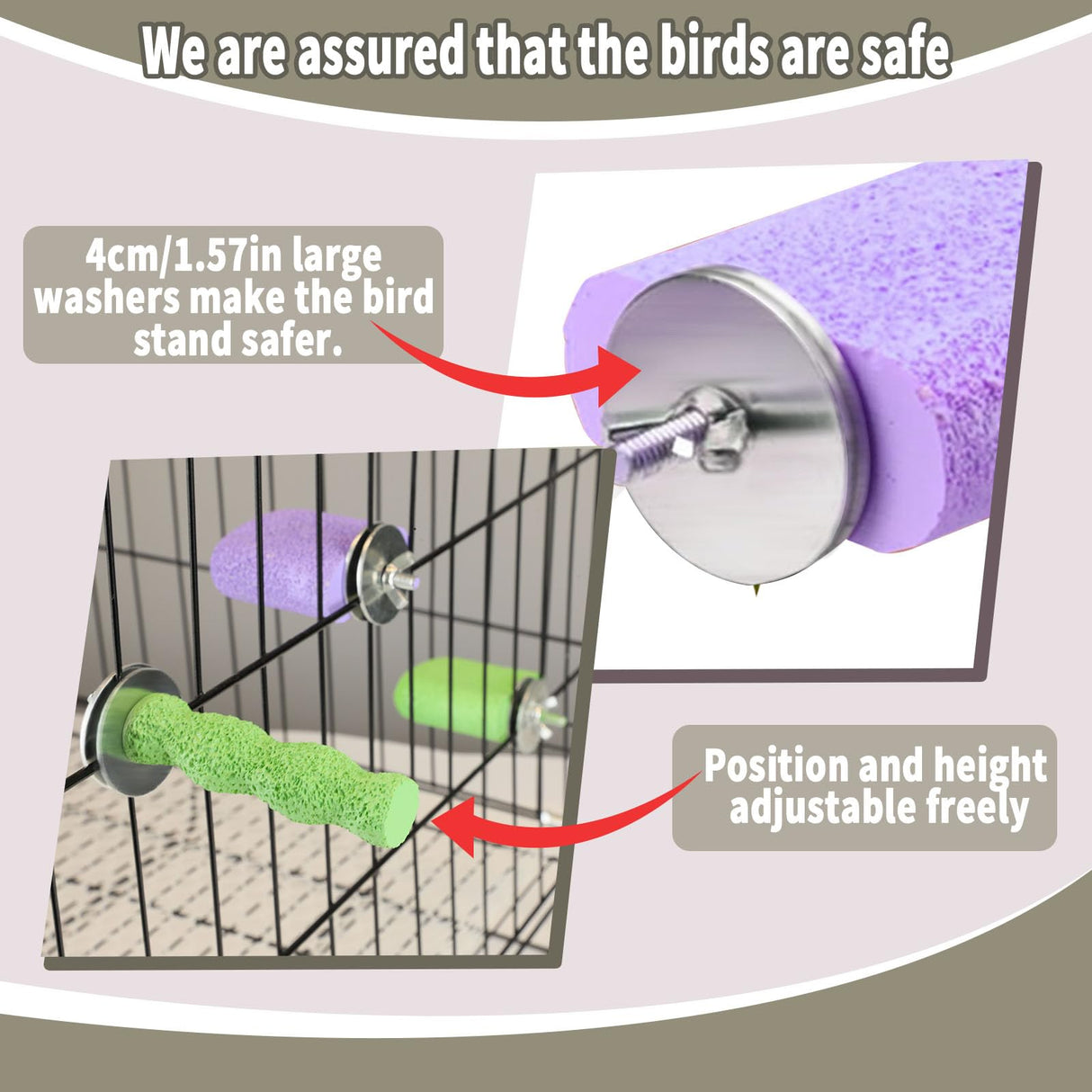 4PCS Bird Beak Grinding Stone,Cage Accessories for Parakeets,Bird Parrot Cage Perch, Stand Platform Foot Claws Trimmer Chewing Toys for Budgies, Parakeets, Cockatiels, Conures