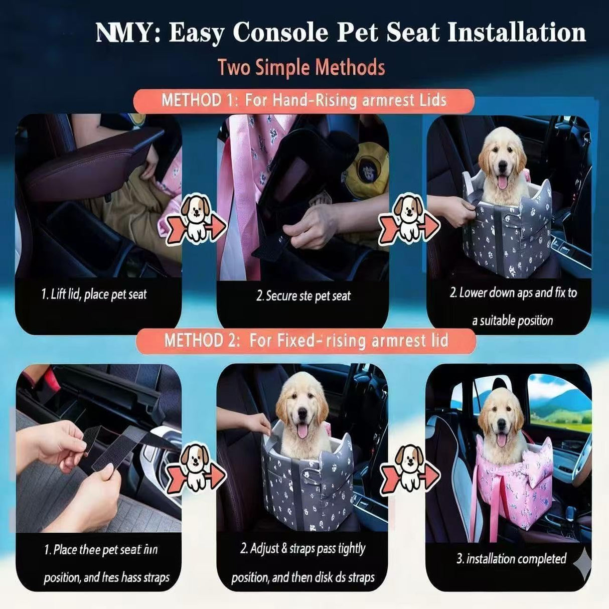 Cullaby Dog Car Seat for Small Dogs Under 15 lbs โ Center Console Pet Carrier with Safety Belt, Storage Pockets, Removable Washable Cover โ B&W Stripes, Secure & Comfortable for Small Puppies/Cats