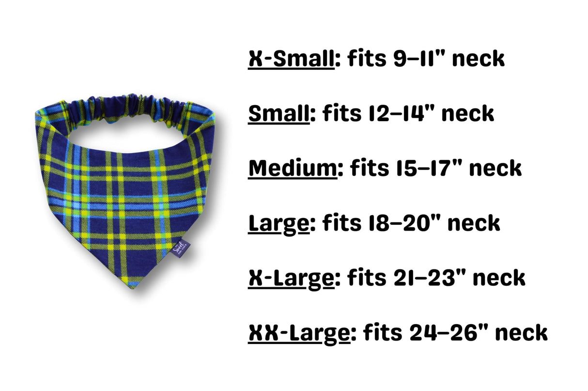 Red and Black Buffalo Check Plaid Flannel Scrunchie Dog Bandana Perfect for Halloween, Thanksgiving, Christmas, Elastic pet Bandana for Fall and Winter (Small, Blue & Green Plaid)