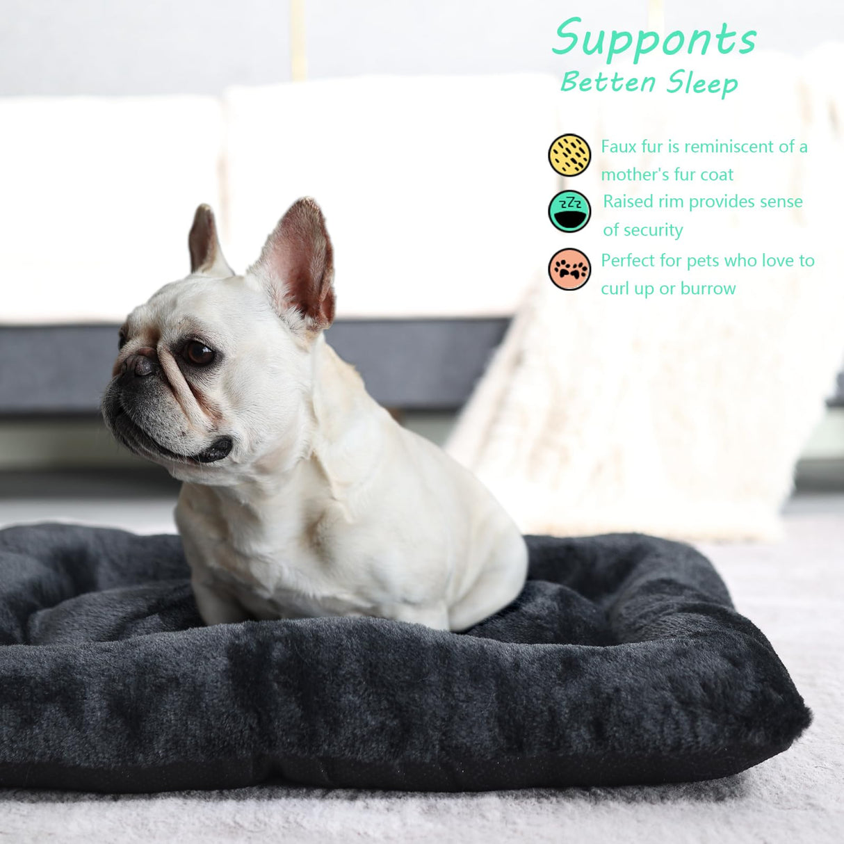 zihapgpzp 30 Inch Dog Crate Bed for Medium Size Dogs,Comfort Fluffy Plush Kennel Pad with Non-Slip Bottom,Machine Washable Pet Sleeping Mat,30"x19",Black