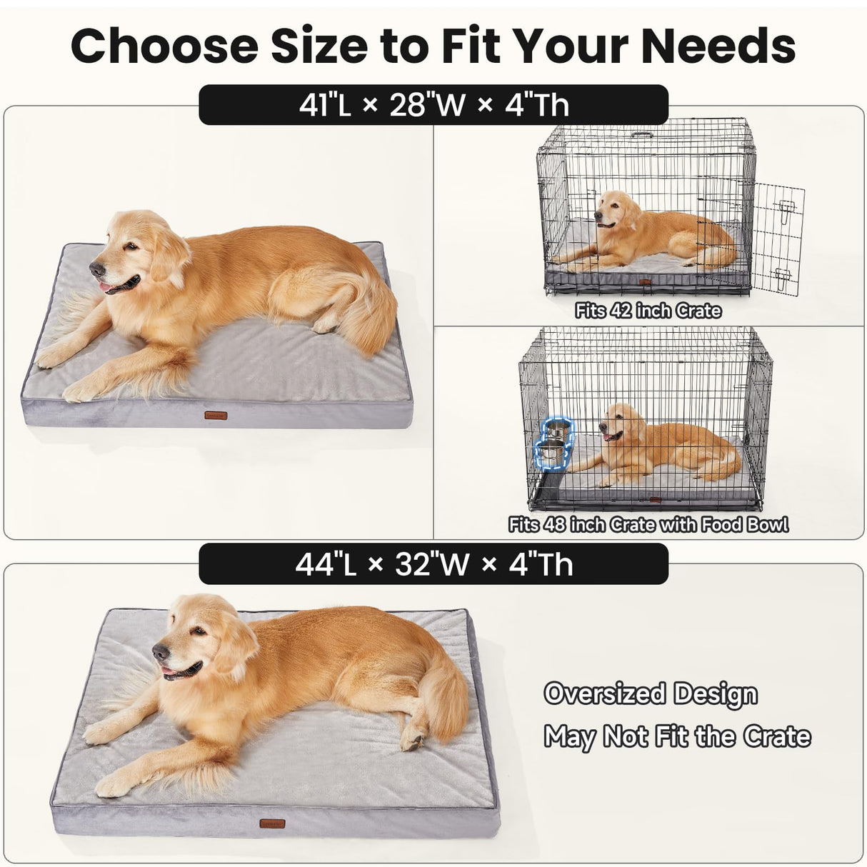 OhGeni Orthopedic Waterproof Dog Bed for Large Dogs, Machine-Washable Removable Cover in Easy-Clean Fabric, High Density Foam & Easy-Carry Handle, Wider and Larger, 44 inch (Pink)