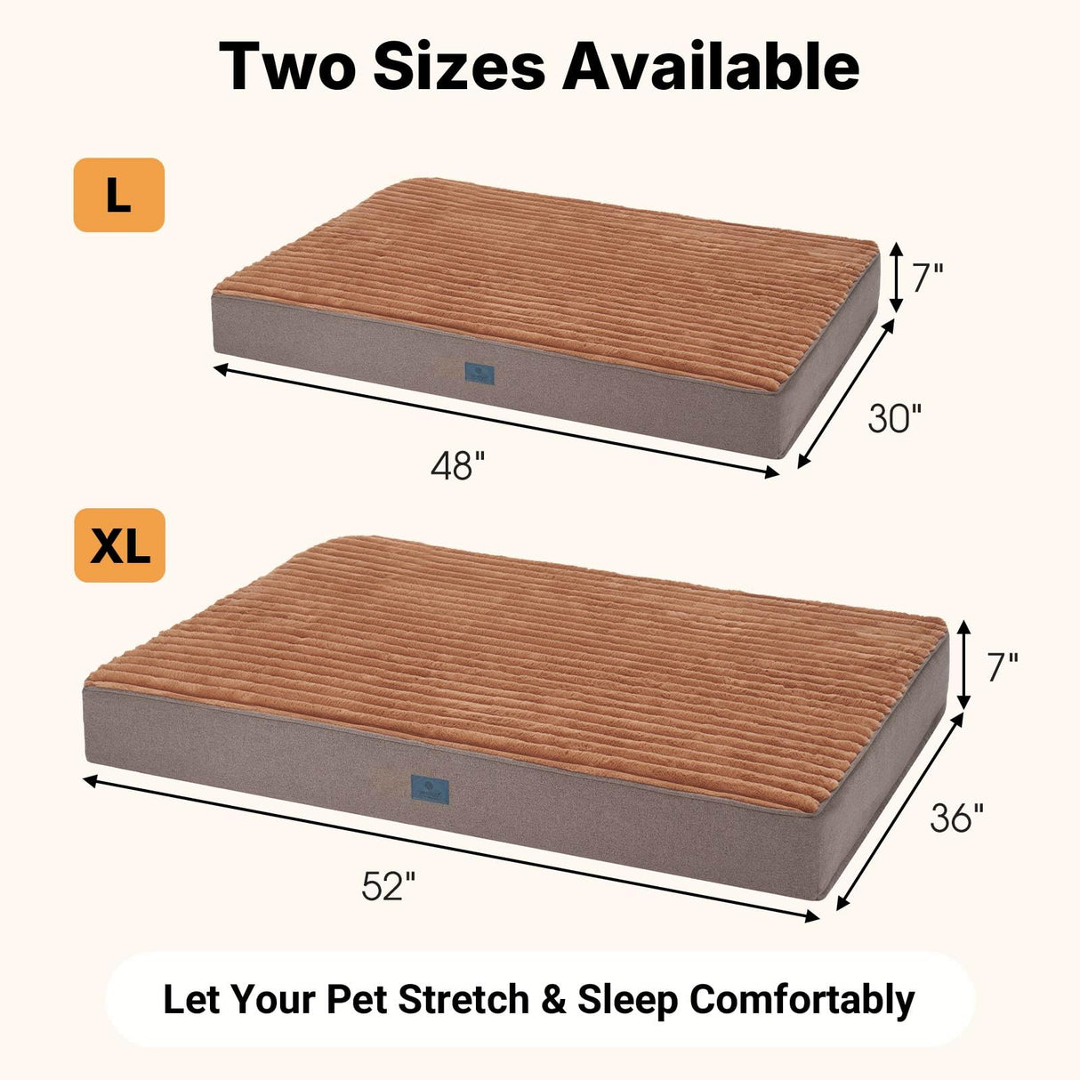 Veehoo Orthopedic Memory Foam Dog Bed, 7 Inch Thick Extra Large Dog Bed XL for Senior Dogs with Ultra-Soft Fluffy Surface, Waterproof Liner, Removable Washable Cover and Non-Slip Bottom, 48"x30"x7"