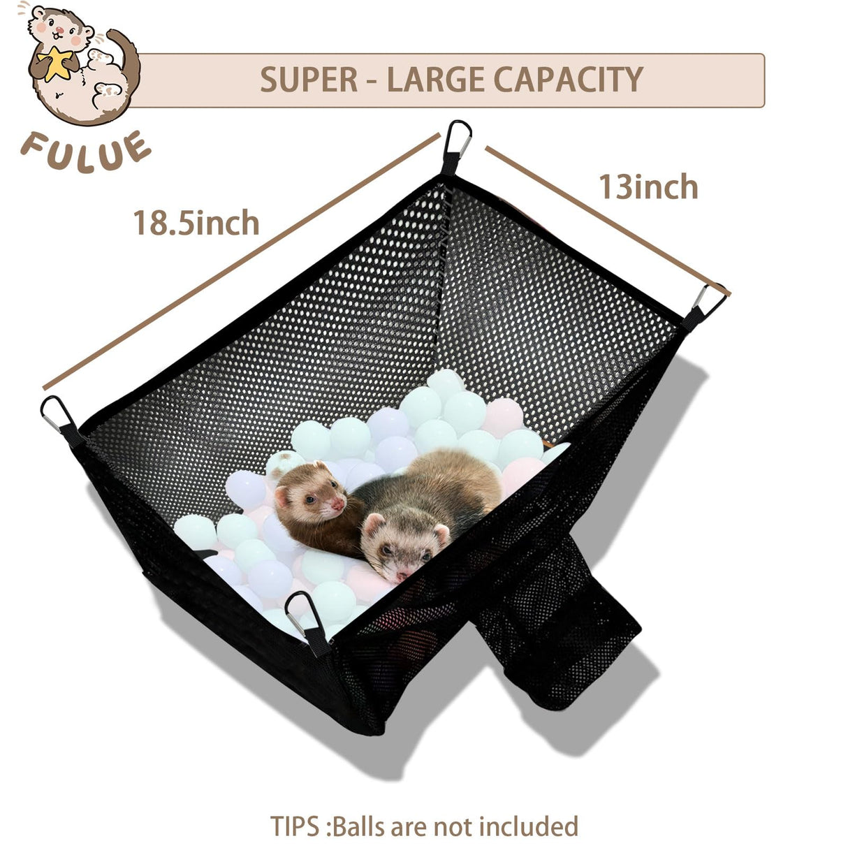 Ferret Ball Pit Hammock,Ferret Hammock Playpen Toy Box Cube for Cage Compatible with Tunnel System(Ball Not Included)
