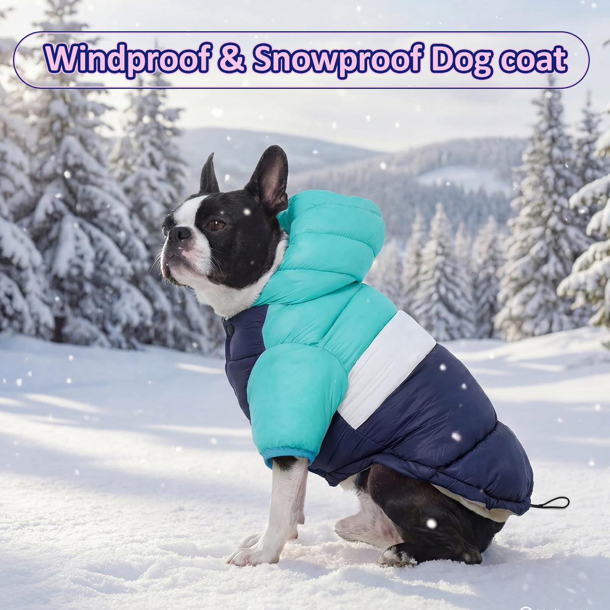FUAMEY Puppy Puffer Jacket, Warm Padded Pet Snow Vest, Cute Windproof Dog Clothes, Waterproof Outdoor Lightweight Small Dog Hoodie, Chihuahua Poodles Yorkshire Pet Apparel M/16