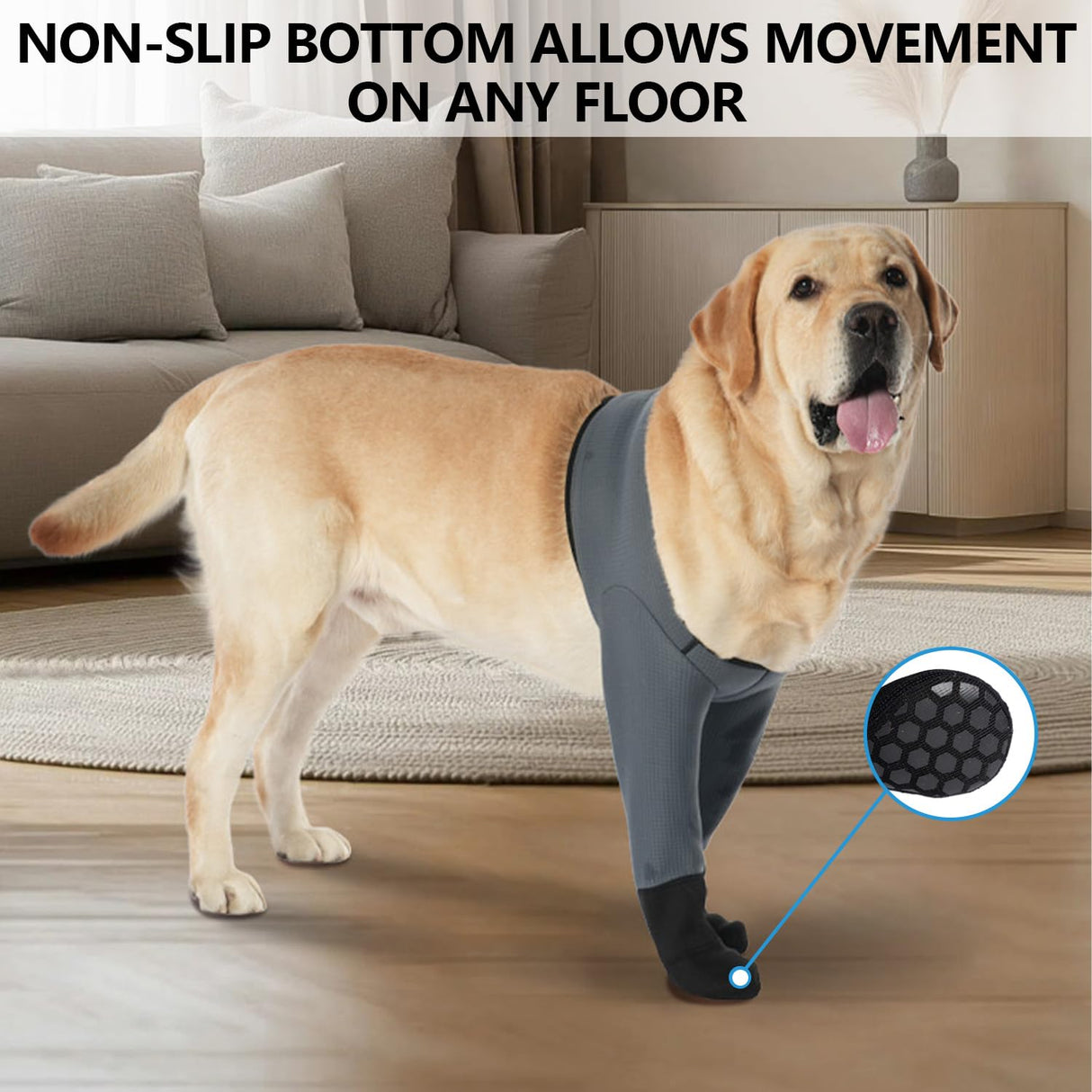 yrenoer Dog Socks & Boots - Waterproof Anti-Licking Paw Protectors with Non-Slip Bottom, Post-Surgery Recovery Sleeves for Wound Protection (Grey, XL)