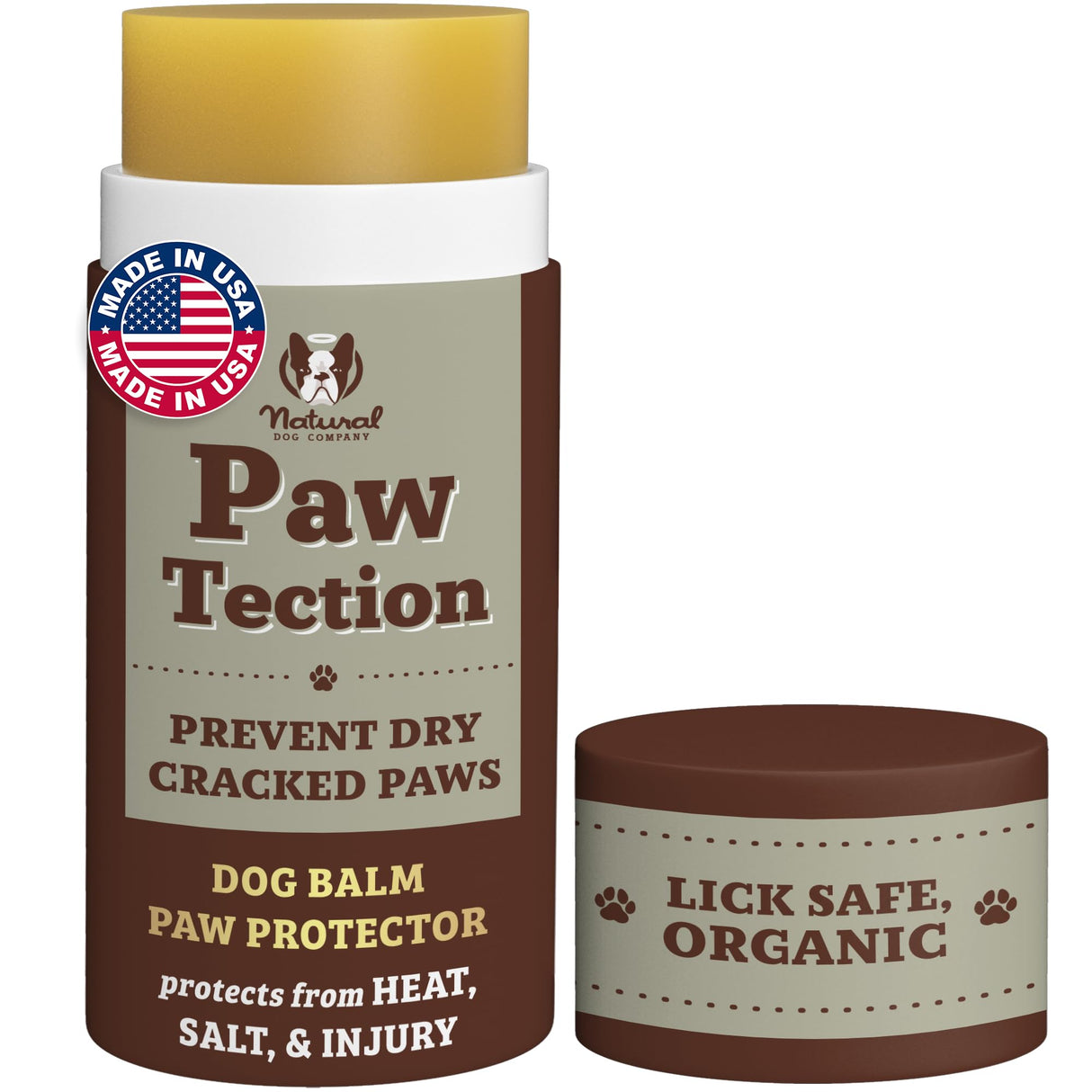 Natural Dog Company PawTection Balm for Dogs – Winter Paw Protection from Snow, Ice & Salt, Wax-Based Paw Barrier Balm, All Breeds for Cold Weather Walks & Outdoor Adventures, Lick-Safe, 2 oz Stick