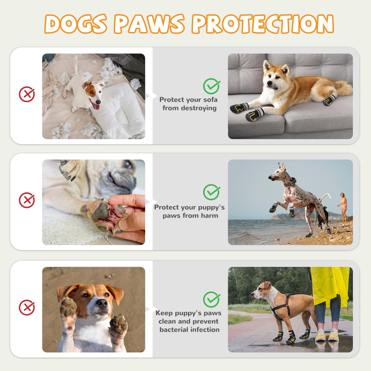Dog Shoes for Hot Pavement,Dog Boots & Paw Protectors for Large Medium Size Dogs to Prevent Licking,Dog Booties with Reflective for Outdoor,Hiking,Hardwood Floors,Winter Snow(Black Yellow, Size5)