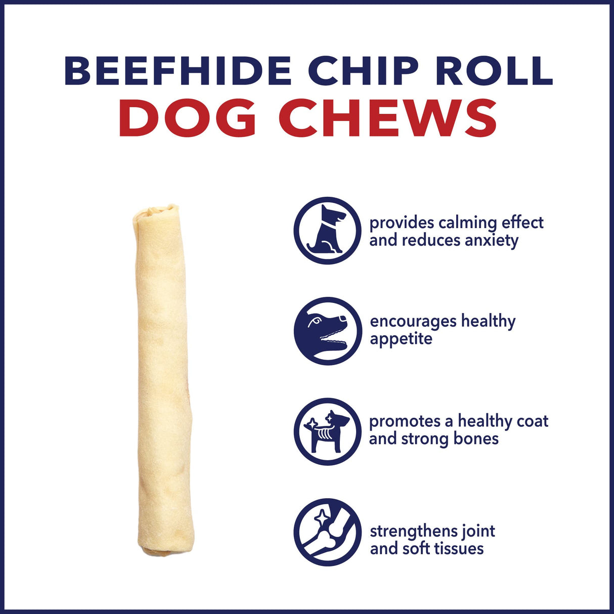 Pet Factory 100% Made in USA Beefhide Chip Rolls Dog Rawhide Chews, Thick, Dog Chews Long Lasting from American Cattle, Dog Chew Bones, 5 Inches (Pack of 22)