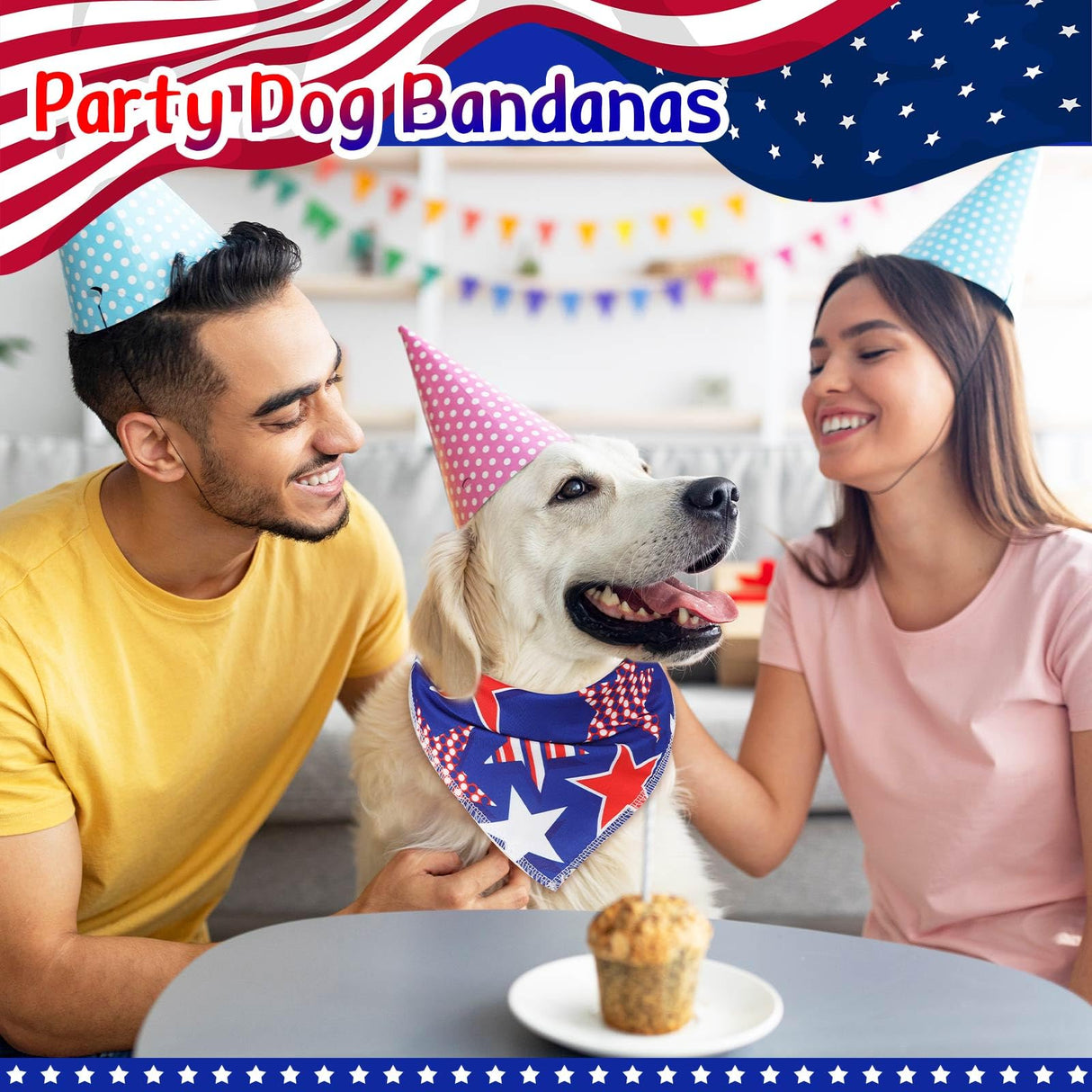 Paterr 100 Pieces Patriotic Dog Bandanas Bulk 4th of July Independence Day Pet Handkerchief Memorial Triangle Bibs Kerchief Adjustable Washable Pet Scarf Accessory for Small Medium Puppy Cats