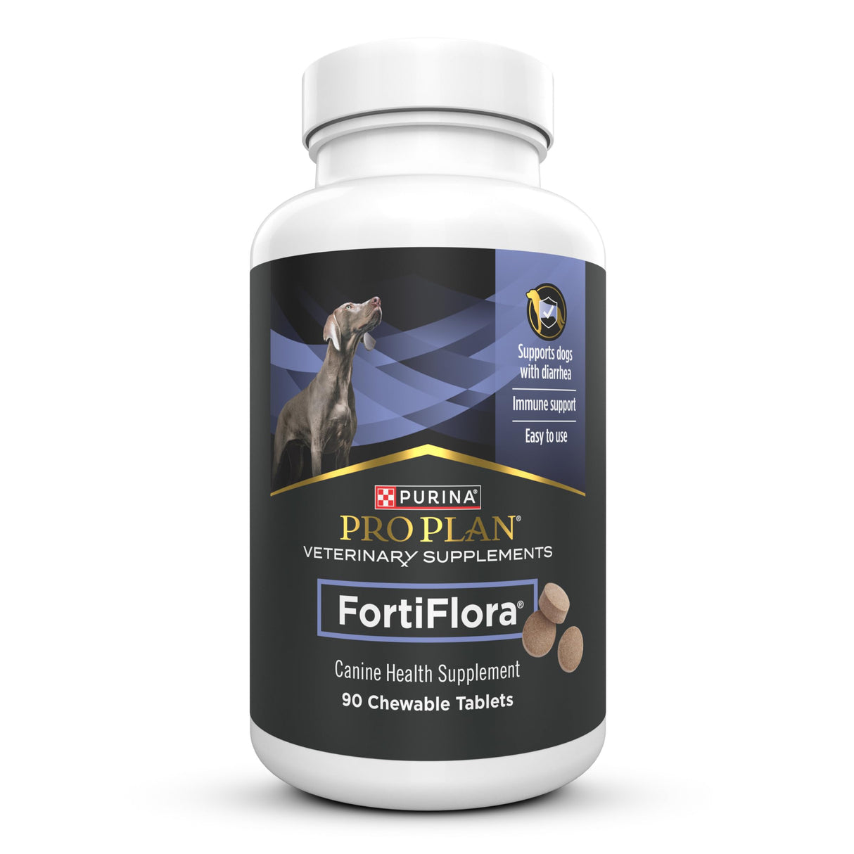 Purina Pro Plan Veterinary Supplements FortiFlora Probiotics for Dogs Chewable Tablets for Digestive Gut Health and Diarrhea - 90 ct. Canister
