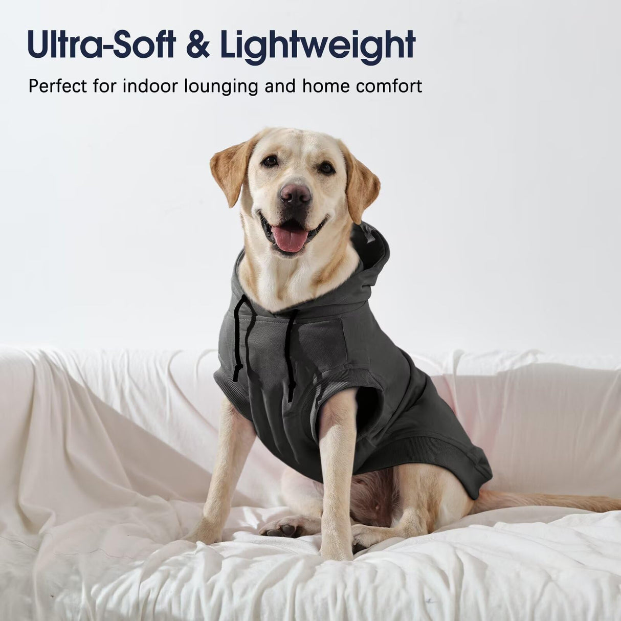 IECOii Large Dog Hoodie, XL Dog Sweater for Large Dogs Girl Hooded Sweatshirt,Spring Fall Dogs Pullover for Beagle, Border Collie, Indoor Cozy & Outdoor Play, Grey, XLarge (No Fleece Lined)