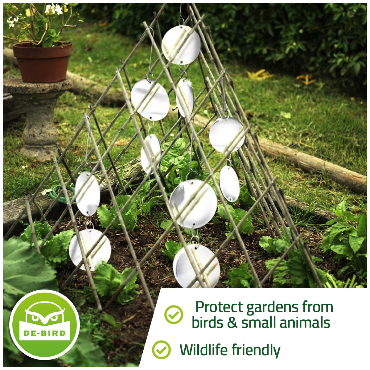 De-Bird Repellent Disks, 8 Pack Set Bird Deterrents for Outside, Easy to Install, Versatile & Effective Bird Scare Devices to Safely Scare Birds Away
