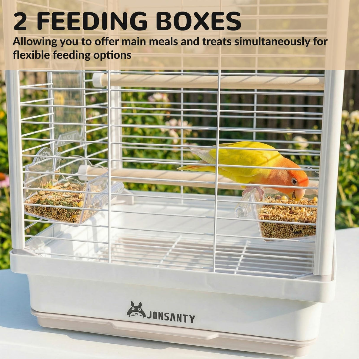 14.6" Portable Travel Bird Cage, Parrot Cage, Ample Room for Tail Movement, with Food Box, Perch, Water Bottle, for Vet Visit, Short Trip, Parakeet, Cockatiel, Budgie, Small Medium Birds