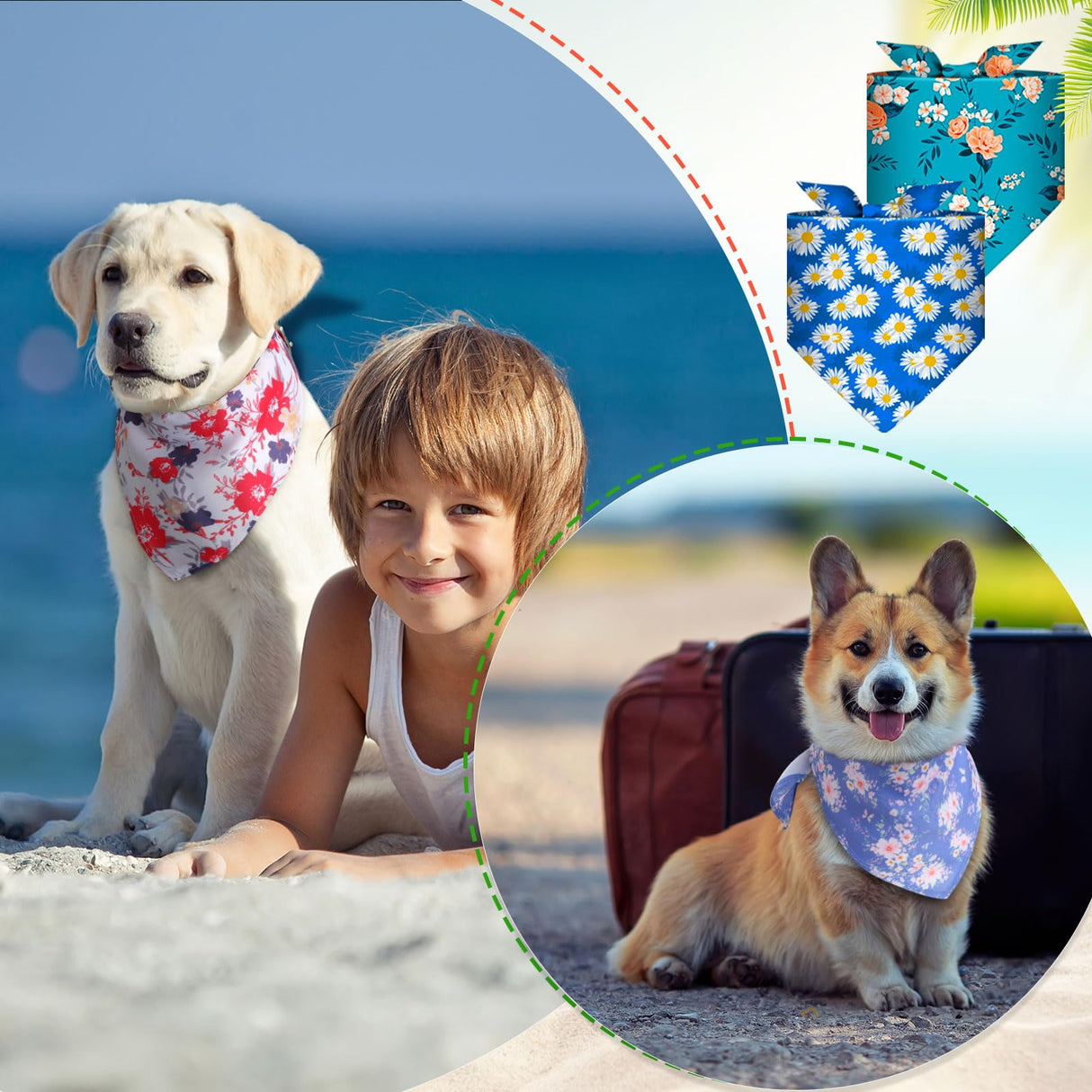 72 Packs Dog Bandanas Bulk Buffalo Plaid Cat Bandana Summer Scarf Triangle Fruit Drool Bibs Washable Adjustable Kerchief Dog Cat Bandana for Beach Small Medium Pet Supplies(Flower)