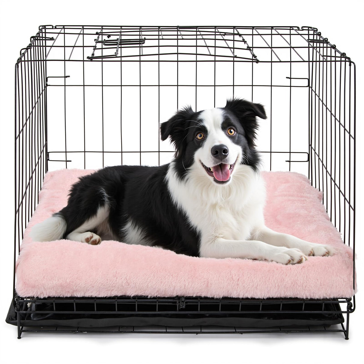 POMIU 2-Pack Washable Dog Bed, Deluxe Plush Crate Beds with Anti-Slip, Machine Washable Kennel Pad Sleeping Mat for Large, Medium and Small Dogs (2 Pack x Pink, 35.0" L x 23.0" W x 3.0" Th)
