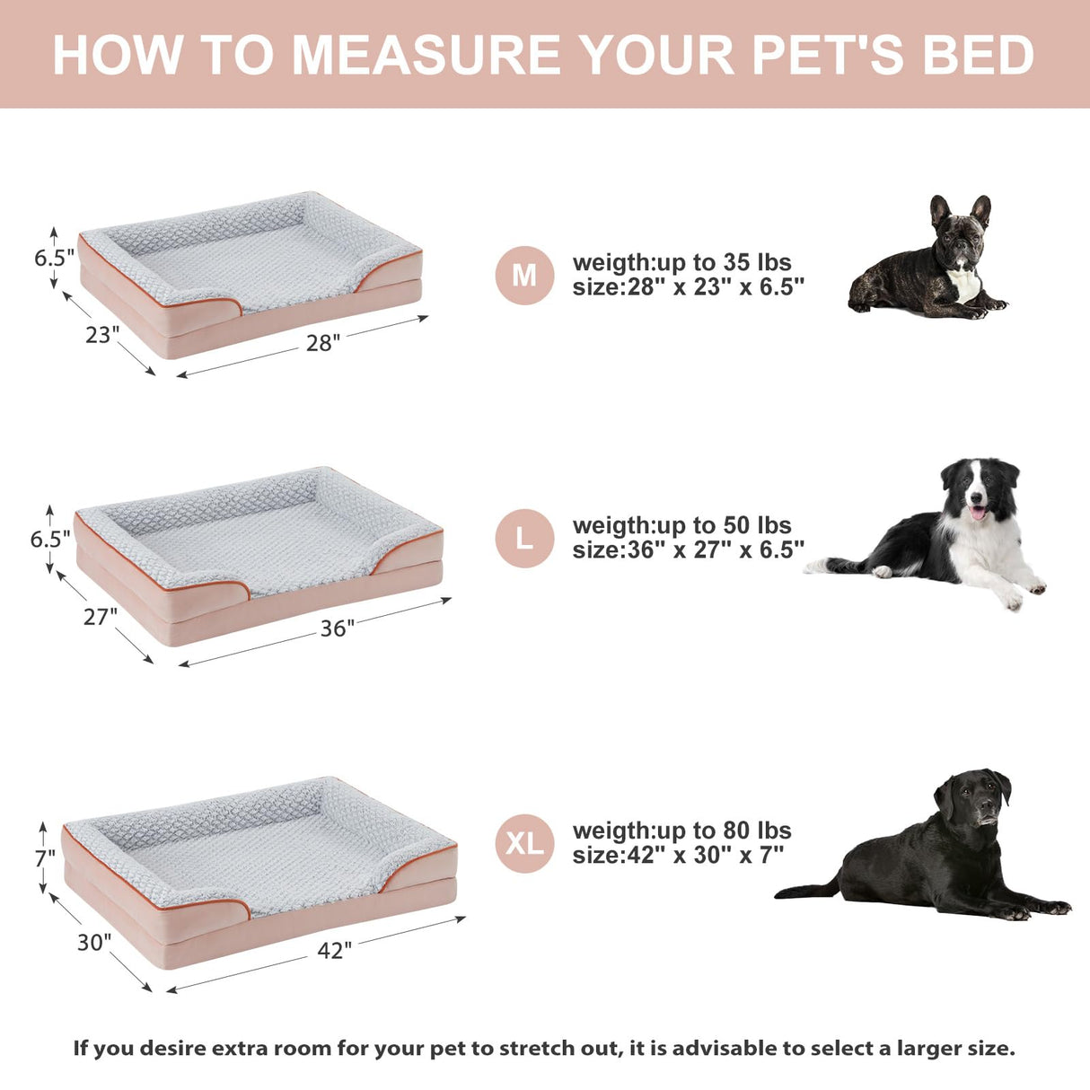 LEXTRO Orthopedic Dog Bed for Large Dogs, Egg Crate Foam Bed for Large Dogs, Equipped with Removable Waterproof Pillow Cover and Anti-Slip Bottom, Pet Bed