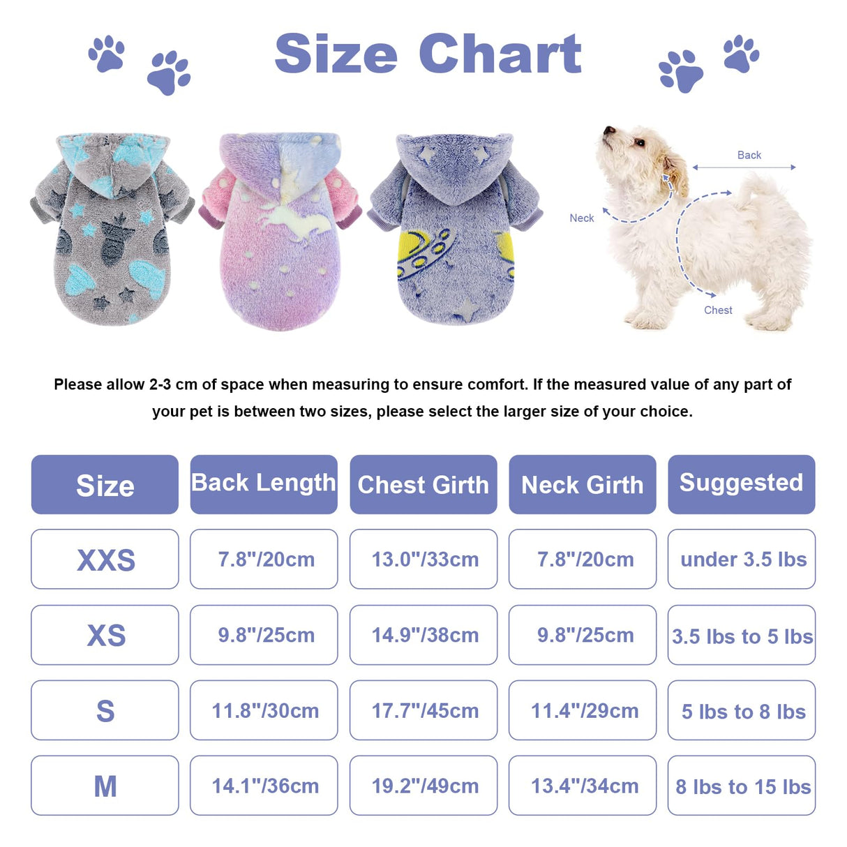 Dog Sweater for Small Dogs Girl Boy, Fleece Dog Hoodie Clothes, Night Glow Puppy Sweater, Soft Warm Extra Small Doggie Sweatshirt, Fall Winter Doggy Clothes Pet Outfits for Chihuahua Yorkie, Blue,XS