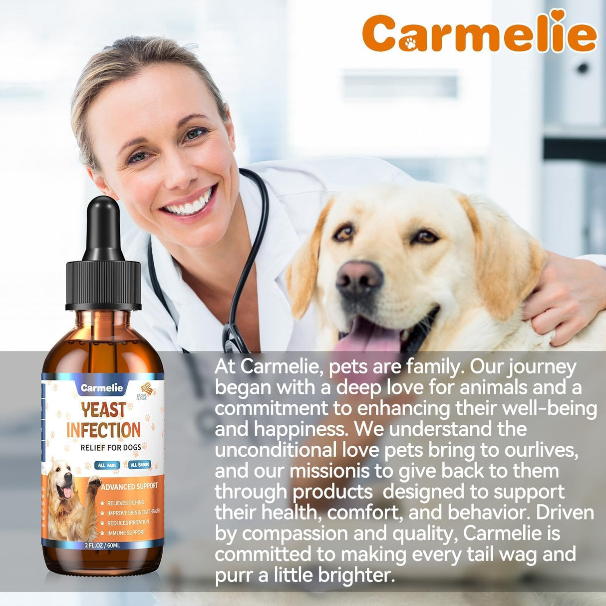 Natural Yeast Relief for Dogs, Supports Healthy Itch Relief, Dog Ear Discomfort Care, Itch Relief for Dog, Allergy Supports, Inflammation Relief for Dogs, 60ml