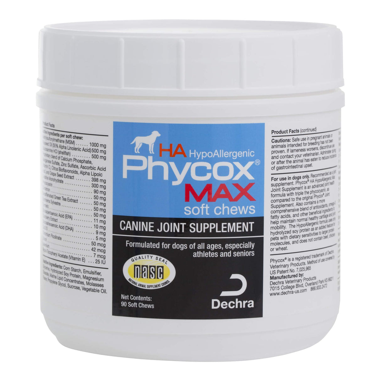 Phycox MAX Hypoallergenic (HA) Dog Joint Supplement Soft Chews, 90 Ct