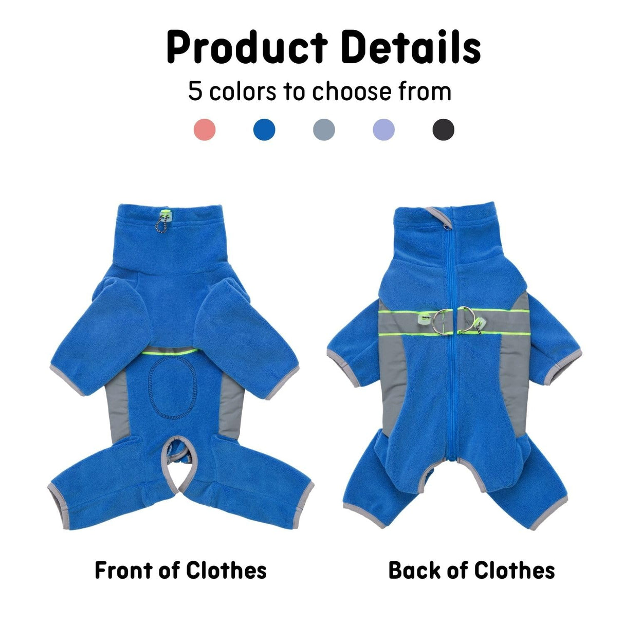 BECHANMIG Dog Winter Warm Coats 4-Legs Fleece for Small Medium Large Dogs,High Collar Dog Cold Weather Coat Full Body,Dog Snowsuit Comfort Windproof with Reflective Zipper Leash Hole_XL(Blue)