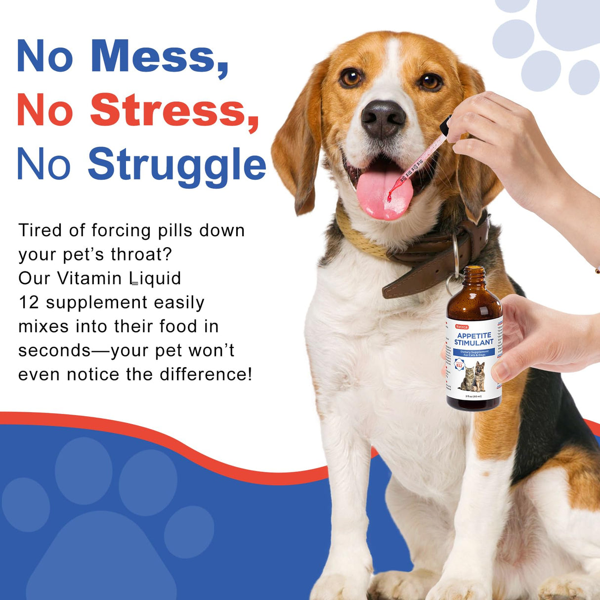 Appetite Stimulant for Dogs & Cats - Vitamin B12 (Methylcobalamin) Liquid Supplement - Boosts Appetite, Energy, and Mood - 60 ml