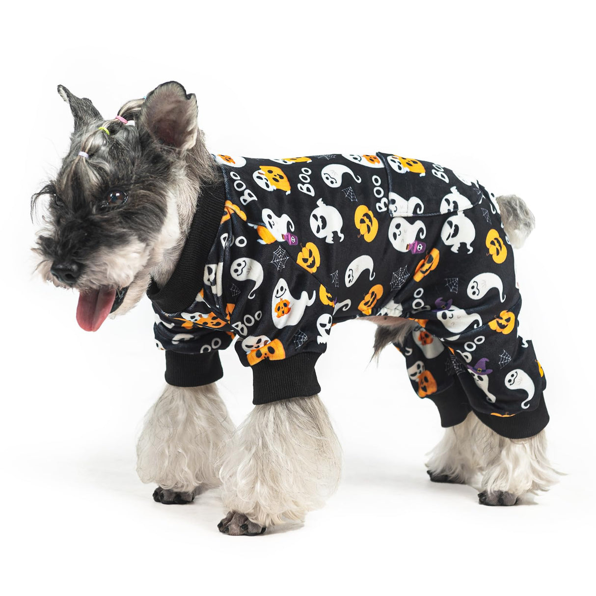 PUPTECK Soft Fleece Dog Pajamas for Small Medium Dogs, Dog Onesie Puppy Sweaters Clothes Jumpsuit Pjs, Cute Jammies Cat Coat Pet Costume Apparel, Halloween Black L
