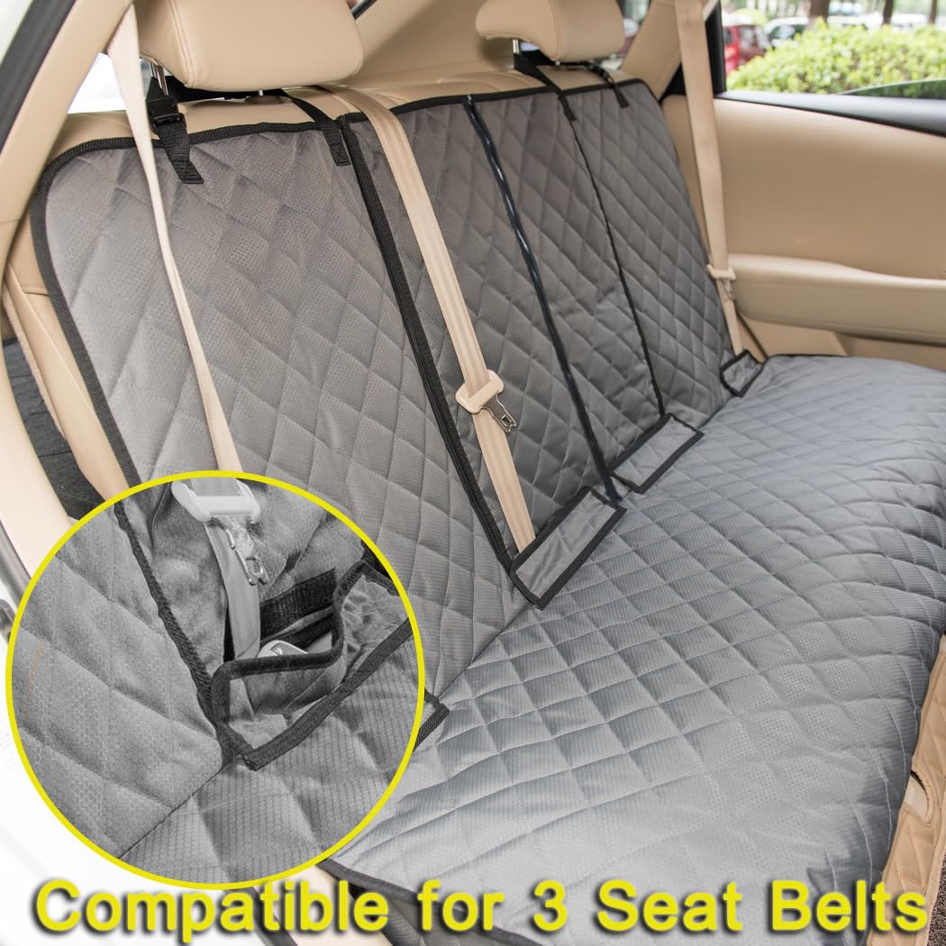 YOVEEKLE Dog Car Seat Cover, Deluxe Waterproof Pet Back Carseat Protector for Cars, SUVs, Trucks, Nonslip and Easy Cleanup Backseat Pet Cover for Automotive Rear Bench (Grey)