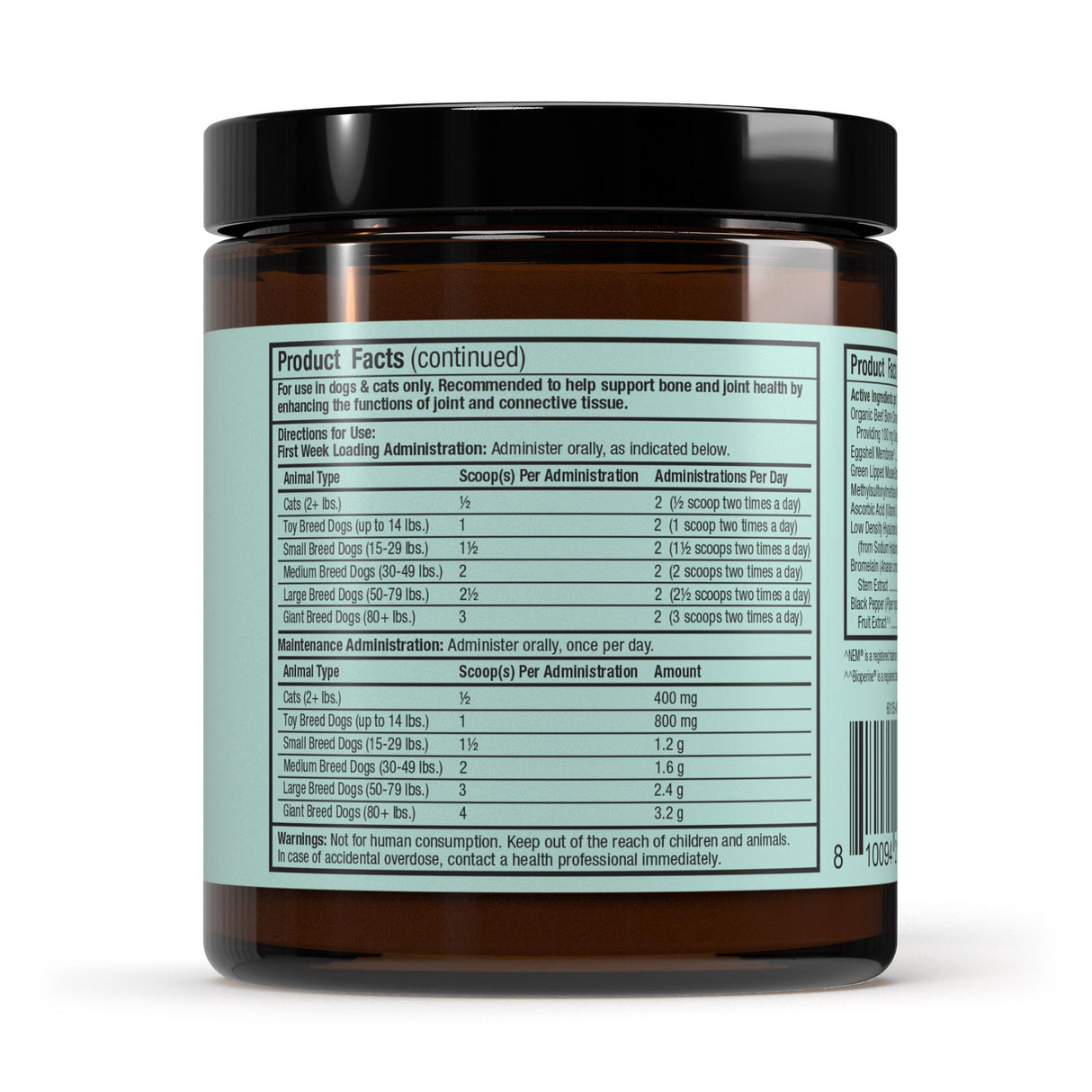 Dr. Mercola Bark & Whiskers Joint Support - Joint & Cartilage Support for Cats & Dogs - with Collagen, MSM, Green-Lipped Mussel Extract & Hyaluronic Acid - 1.69 oz