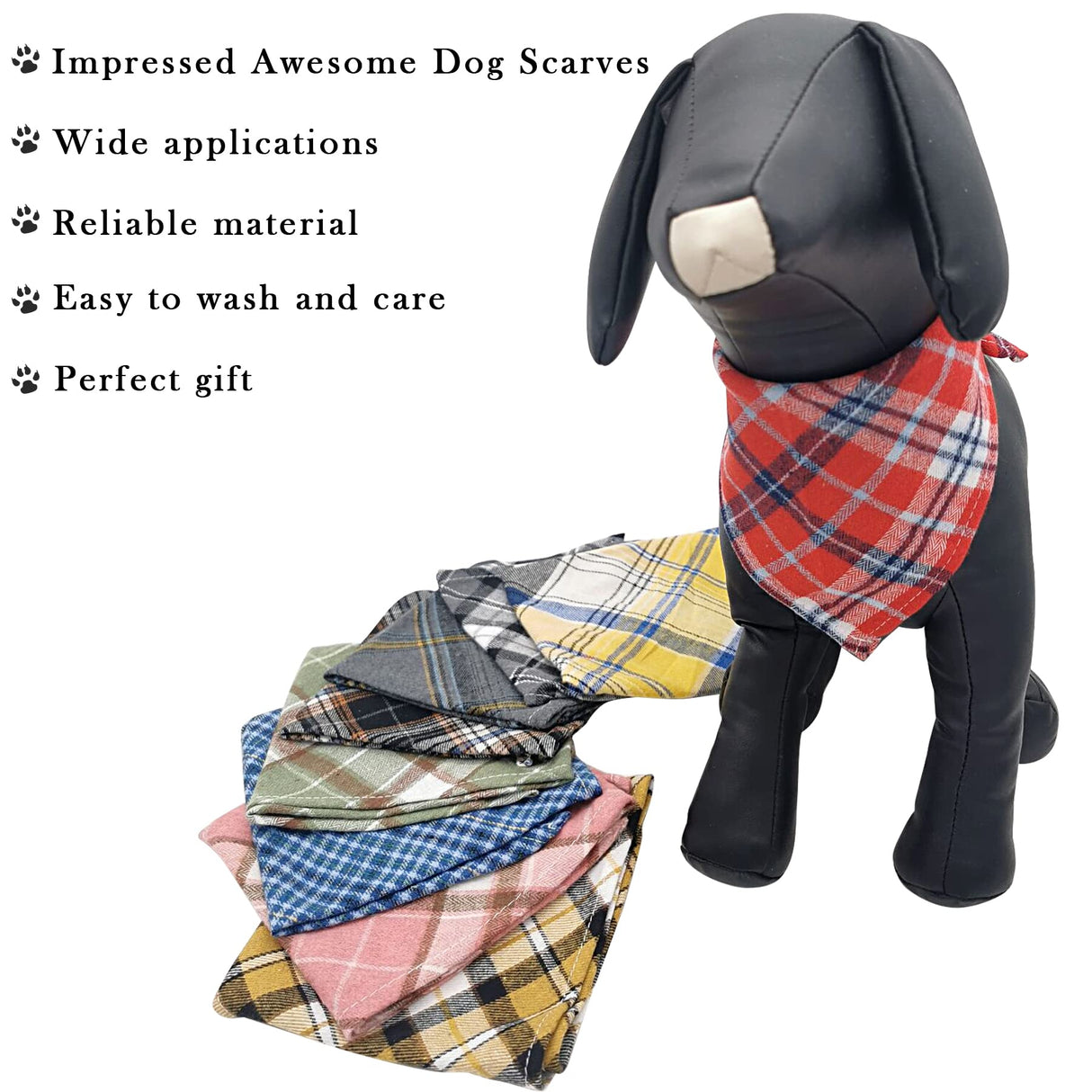 PET SHOW 50 Pack Bulk Plaid Cotton Dog Bandanas Small Female Male Cat Puppies Bibs Washable Triangle Head Scarfs Wholesale Medium Dogs Bandana Photo Prop Grooming Accessories