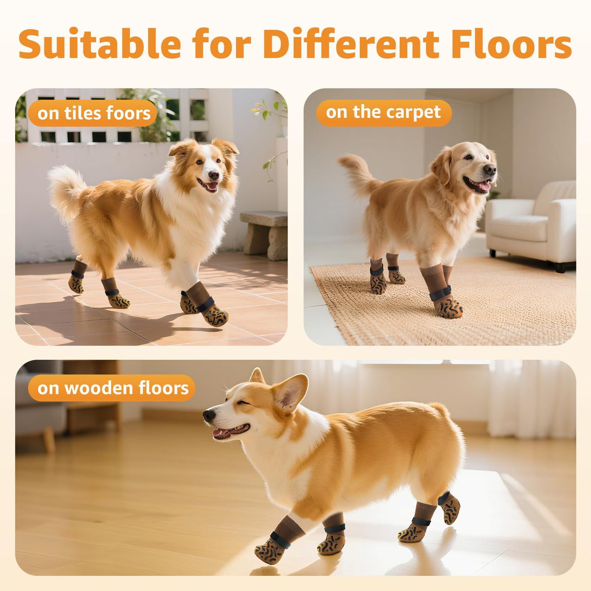 Roilpet Double Sides Non-Slip Dog Socks to Prevent Licking Paws - Strong Traction for Paw Protector, Senior Dogs, Hardwood Floors, Dog Booties with Grippers - X-Large