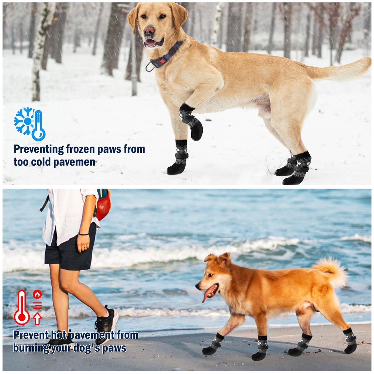 SCENEREAL Anti Slip Dog Boots & Shoes for Hot/Cold Pavement to Prevent Licking, Waterproof Dog Socks Paw Protectors for Small Medium Large Dogs, Traction Control on Hardwood Floor for Senior Dog, XXL