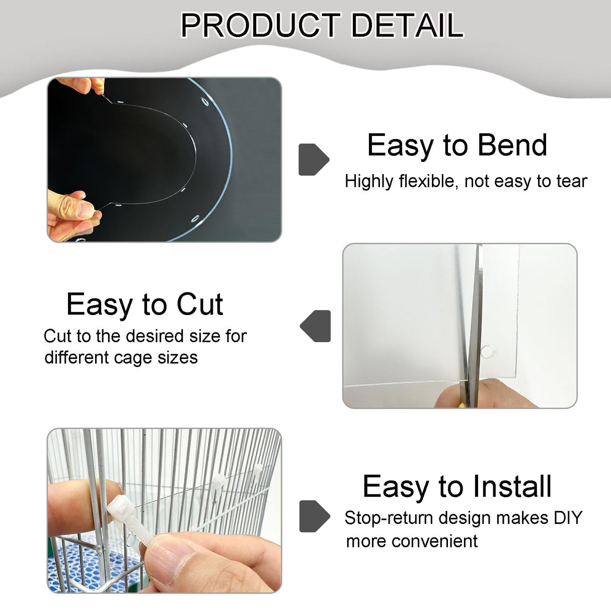 PeSandy Pet Cage Liner Protection, Rabbit Cage Plastic Panels, 12 PCS Cage Urine Guard for Rabbit, Guinea Pig, Hamster, Hedgehog, Chinchilla, Ferret, Bunny - Transparent, 11.8"x5.9"
