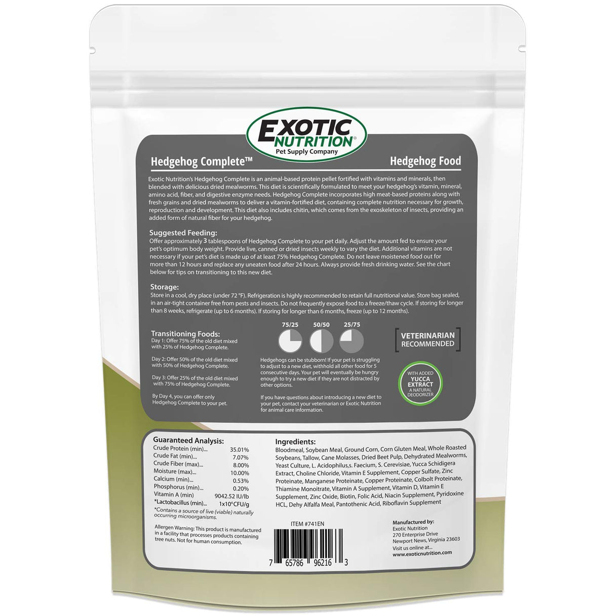 Hedgehog Complete 2 lb - Nutritionally Complete Natural Healthy High Protein Pellets & Dried Mealworms - Food for Pet Hedgehogs