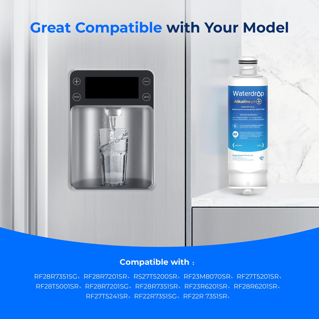 Waterdrop ๐๐ฅ๐ค๐๐ฅ๐ข๐ง๐ DA97-17376B Water Filter, ๐๐ง๐ก๐๐ง๐๐๐ฌ ๐ฉ๐, Replacement for Samsungยฎ HAF-QIN/EXP, DA97-08006C, RF28R7201SR, RF28R7351SG, 2 Filters