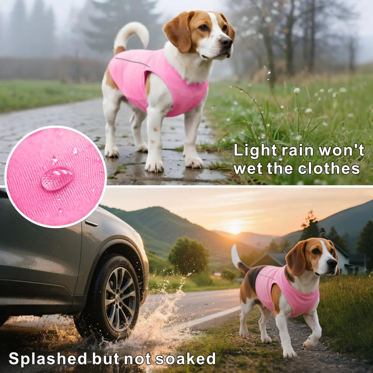 Idepet Waterproof,Oilproof & Stainproof Dog T-Shirt 2 Pack Durable Pet Clothes for Outdoor Activities,Easy to Clean, Breathable, Lightweight Summer Vest for Small to Medium Dogs(Green&Pink,S)