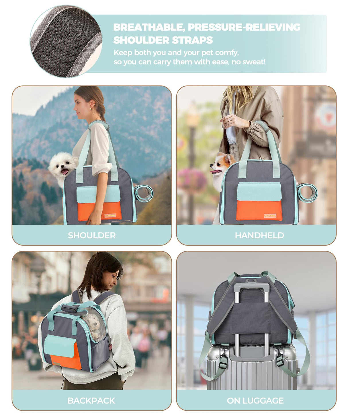 Expandable Cat & Small Dog Carrier Backpack, Soft-Sided Airline-Approved Pet Travel Bag with Dual-Side Expansion, Under-Seat Fit, Breathable Mesh, for Hiking, Vet Visits & Trips (Up to 22 lbs)