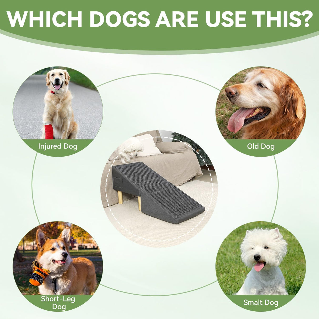 Dog Ramp for Dogs and Cats, 16" W 2-in-1 Split Ottoman Dog steeps for Bed,Solid Wood, Gentle 23 Incline, Foldable Pet Stairs for Large and Small Dogs (Dark Gray)