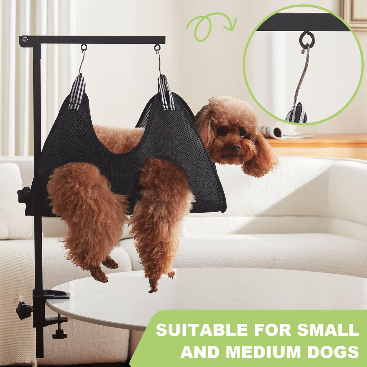 ZPVP Dog Grooming Arm with Hammock 35" Adjustable Dog Grooming Or Stand with Anti-Slip Metal Clamp No-Sit Haunch Holders for Small/Medium Pets Cat(Grooming Table Not Included)