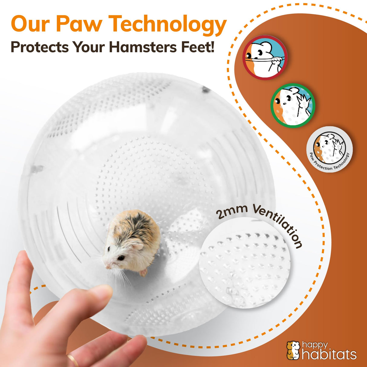 Happy Habitats Clear Hamster Exercise Ball (7”) – Sturdy Dwarf Hamster Ball for Safe, Active Play – Ventilated Small Animal Toys for Gerbils, Mice & Other Small Pets – Must-Have Pet Rat Accessories