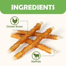 Load image into Gallery viewer, MON2SUN Dog Treats, Rawhide Twist Chicken Hide Sticks, Suitable for Puppy and Small Dogs, 5 Inch (Chicken, 14.11 oz)