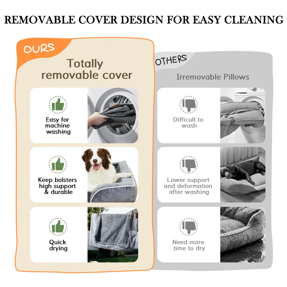 Comfort Expression Orthopedic Dog Bed for Extra Large Dogs 45x35 Inch, Waterproof Supportive Egg Crate Foam XL Pet Bed with Removable Bolsters, Dog Couch with Washable Cover & Non-Slip Bottom, Brown