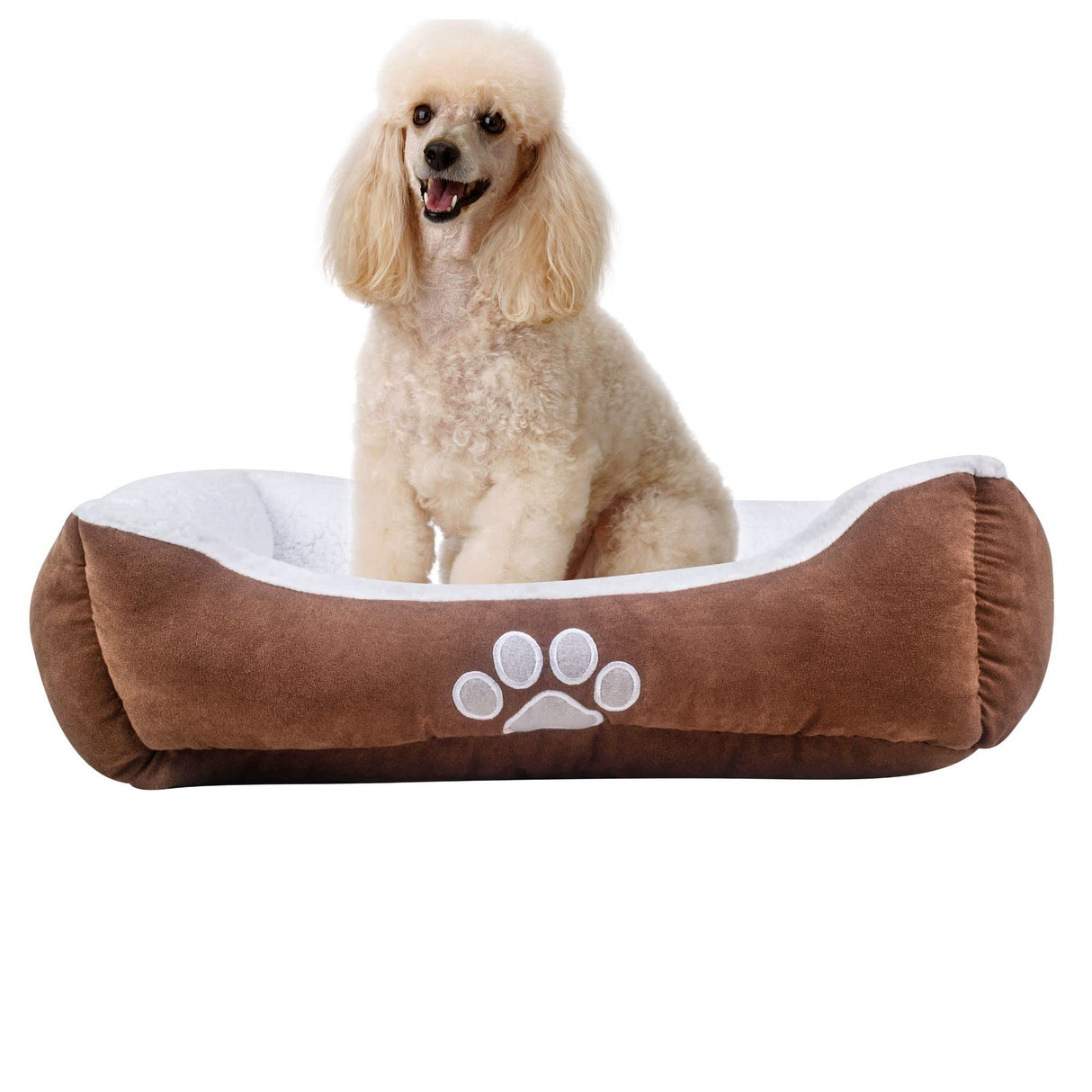 Long Rich Rectangle Bolster Pet Bed, Dog Bed Medium Size, Chocolate Color