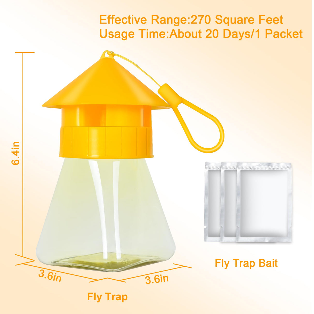 Simashts Reusable Fly Traps Outdoor Hanging with Natural Fly Bait Trap Refill, Reusable Fly Trap Fly Killer Outdoor Fly Catchers