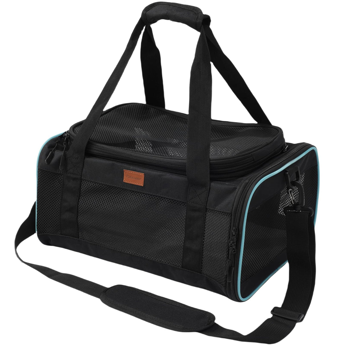 PATAZONE Cat Carriers Soft Small Dog Carrier Airline Approved Softsides Pets Bag,Black,Lightweight,Luxury Style,Top Expandable,Guaranteed on Cabin Board Flight Travel Recommend Under 15 lbs