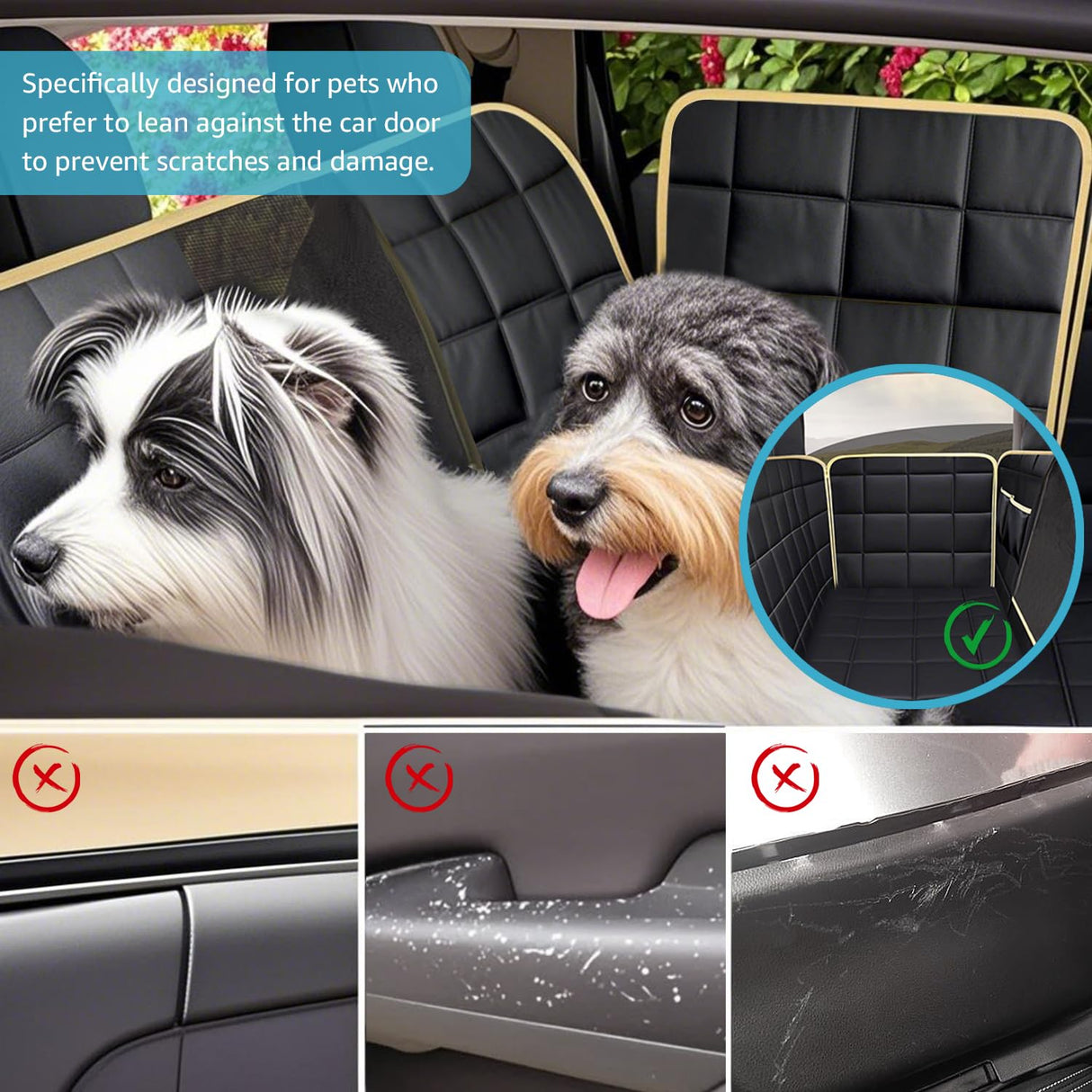 Lassie Dog Hammock for Car, Compatible with 2020-2026 Tesla Model Y Dog Seat Covers,Dog Car Seat Cover for Back Seat with 4 Headrests and 2 Seat Belts, 100% Waterproof Pet Seat Protector for Dogs