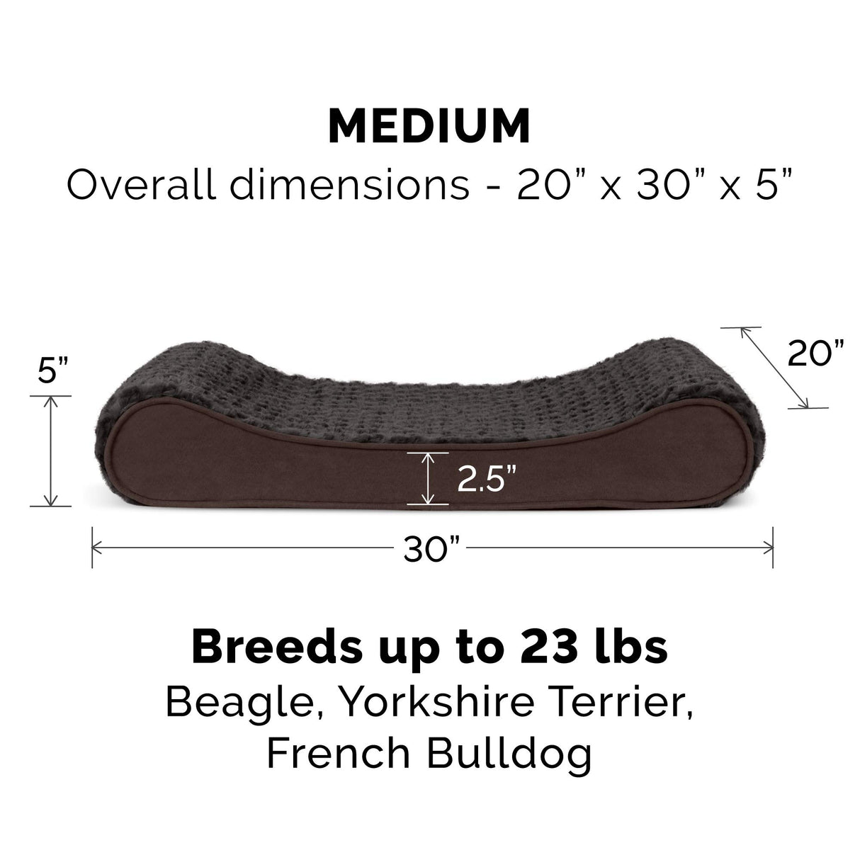 Furhaven Cooling Gel Dog Bed for Medium/Small Dogs w/ Removable Washable Cover, For Dogs Up to 23 lbs - Ultra Plush Faux Fur & Suede Luxe Lounger Contour Mattress - Chocolate, Medium