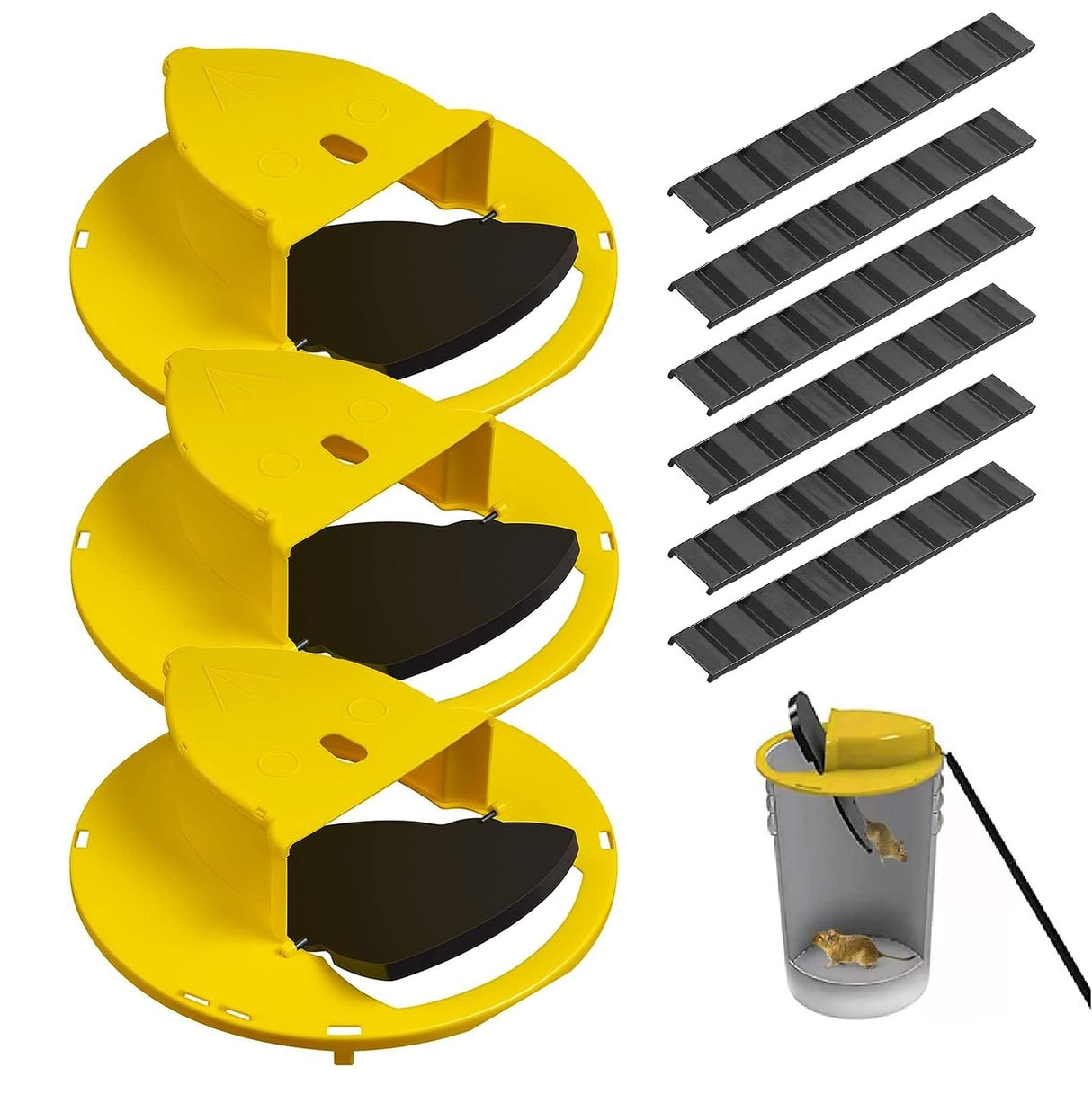Mouse Trap Bucket Flip Lid,Mouse Rat Trap Bucket Lid,Auto Reset Multi Catch Humane Rat Trap for Indoor Outdoor | 5 Gallon Bucket Compatible | Mice Mouse Trap Bucket Lid (3Pack)